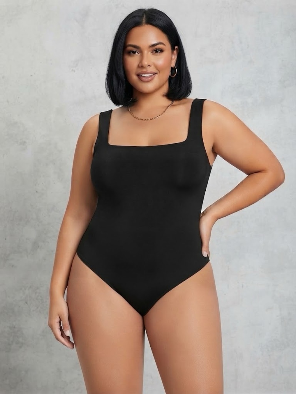 Athleta Black Square-Neck Thong Bodysuit